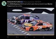 Denny Hamlin and Martin Truex Jr. Photographic finish at the 2016 Daytona 500